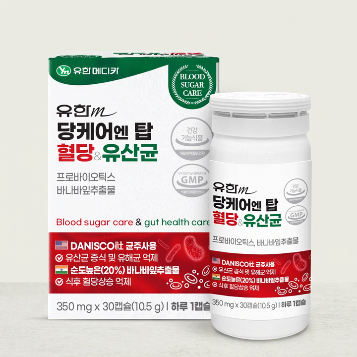 유한메디카 당케어 엔 탑 혈당&유산균, 350mg, 30캡슐, 4개