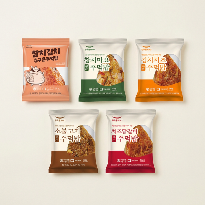 한우물 구운 주먹밥 5종 혼합세트, 100g, 30개