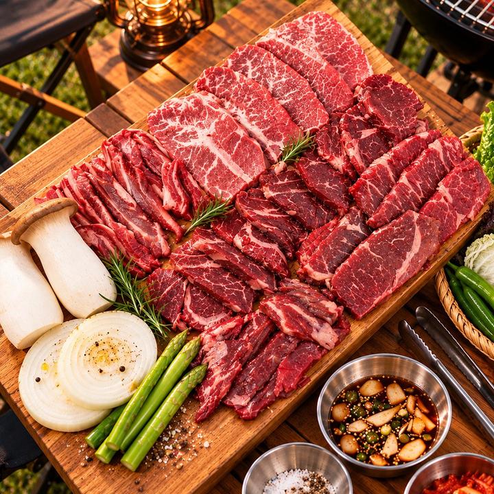 맛춤상회 소고기 모둠, 토시살 200g 1개 + 안창살 200g 1개 + 부채살 200g 1개 + 우삼겹 200g 1개, 1세트