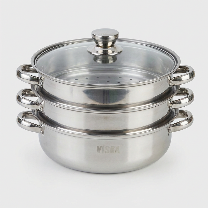 비스카 마이키친 스테인레스 스틸3단 찜전골냄비 28cm VK-MG300S, 1개