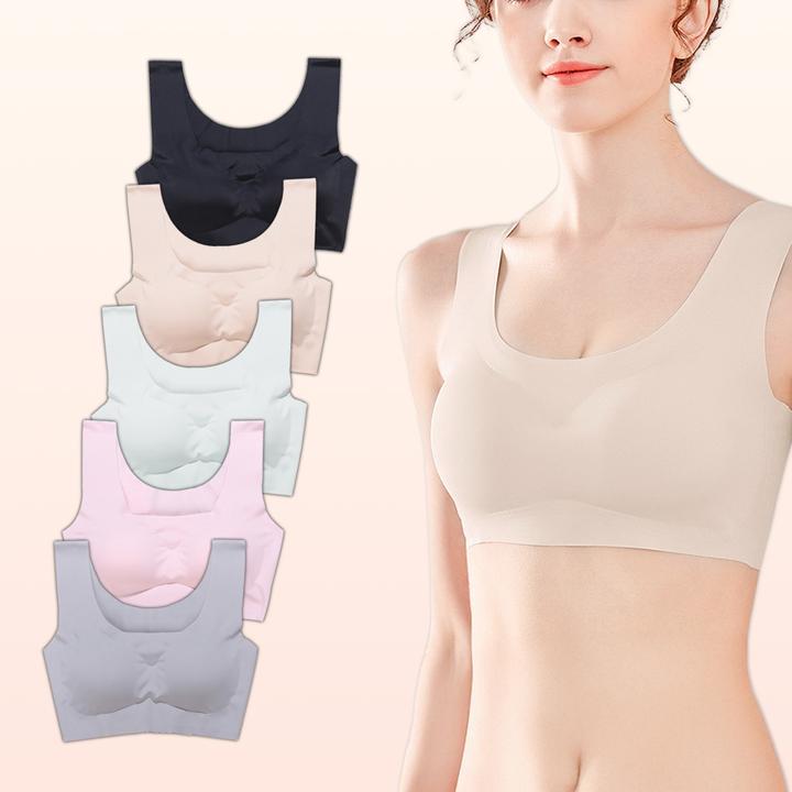 코리본 노와이어 심리스 브라탑, 블랙, XL, 1개