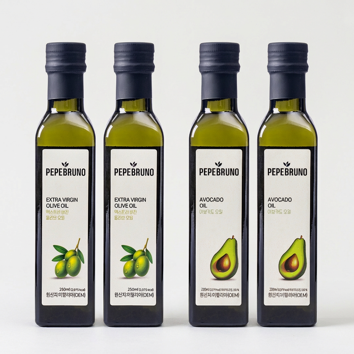 페페브루노 엑스트라버진 올리브오일 250ml, 2병 + 아보카도 오일 250ml, 2병, 1세트
