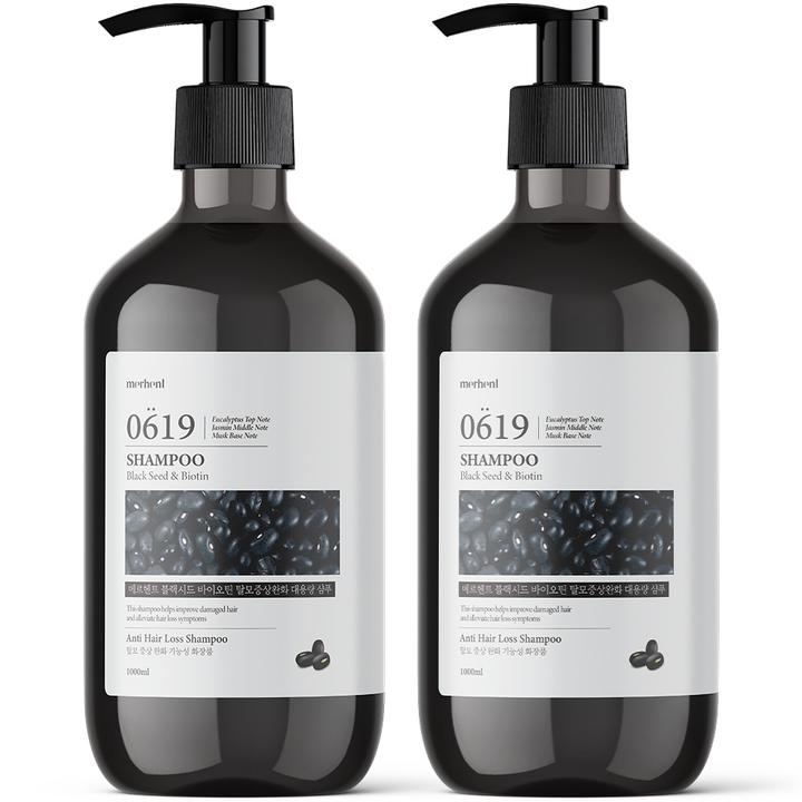 메르헨트 블랙시드 바이오틴 탈모증상완화 샴푸, 1000ml, 1+1 구성, 총 2개